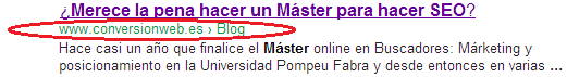 Ejemplo de como se visualizan las migas de pan en los resultados de Google